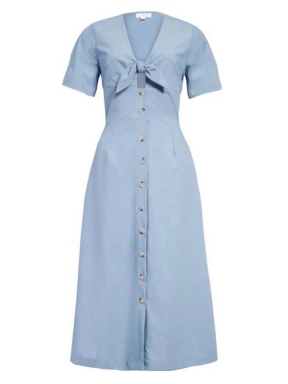 Lost + Wander Powder Blue Tie-Front Midi Dress Size M NWT